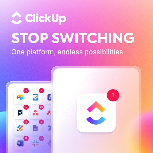 Demo Meta ad reskinned into the ClickUp brand